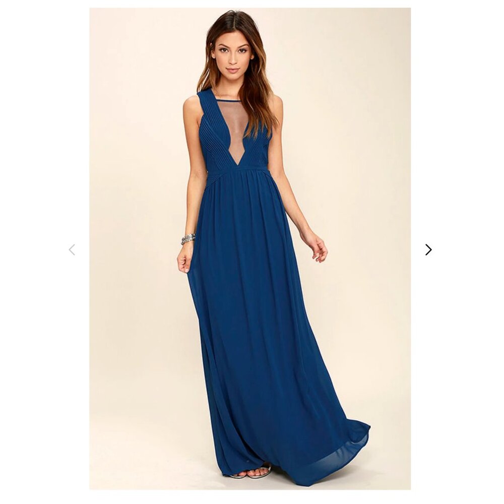 NWT Lulu's Dazzling Decadence Navy Blue Maxi Dress
